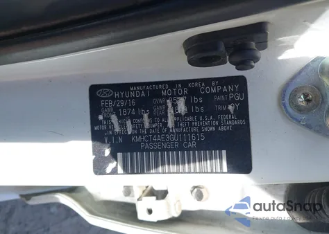 2016 Hyundai Accent Se z USA, uszkodzony, nr VIN KMHCT4AE3GU111615